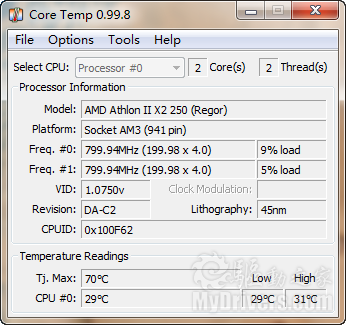 أCPU¶ȼCore Temp 0.99.8ʽ